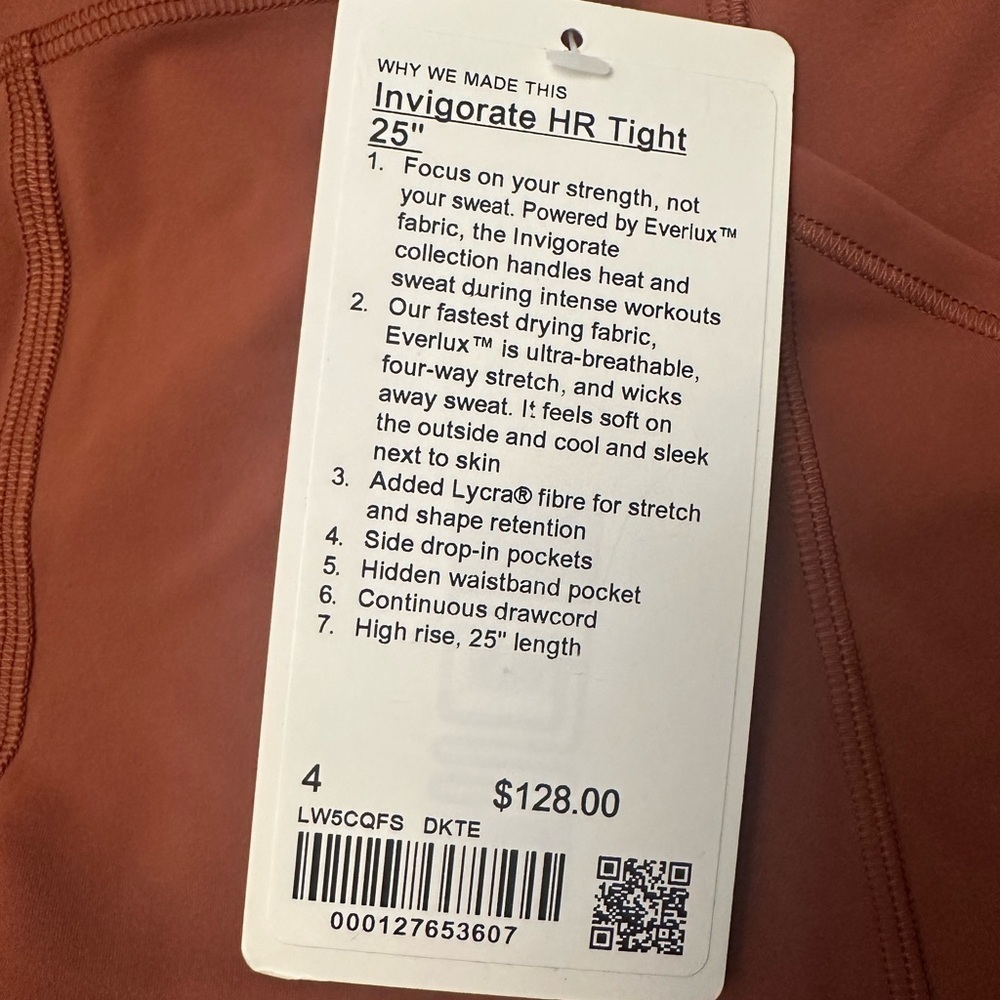 Lululemon Invigorate High-Rise Tight  Leggings 25" Womens 4 Dark Terracotta NWT - Picture 8 of 10